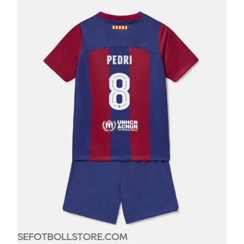 Barcelona Pedri Gonzalez #8 Replika babykläder Hemmaställ Barn 2023-24 Kortärmad (+ korta byxor)
